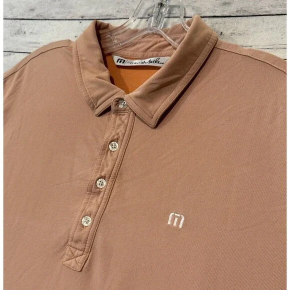 Travis Mathew Mens Short Sleeve Polo Shirt XL Orange Golf Stretch Cotton Blend - Picture 4 of 16